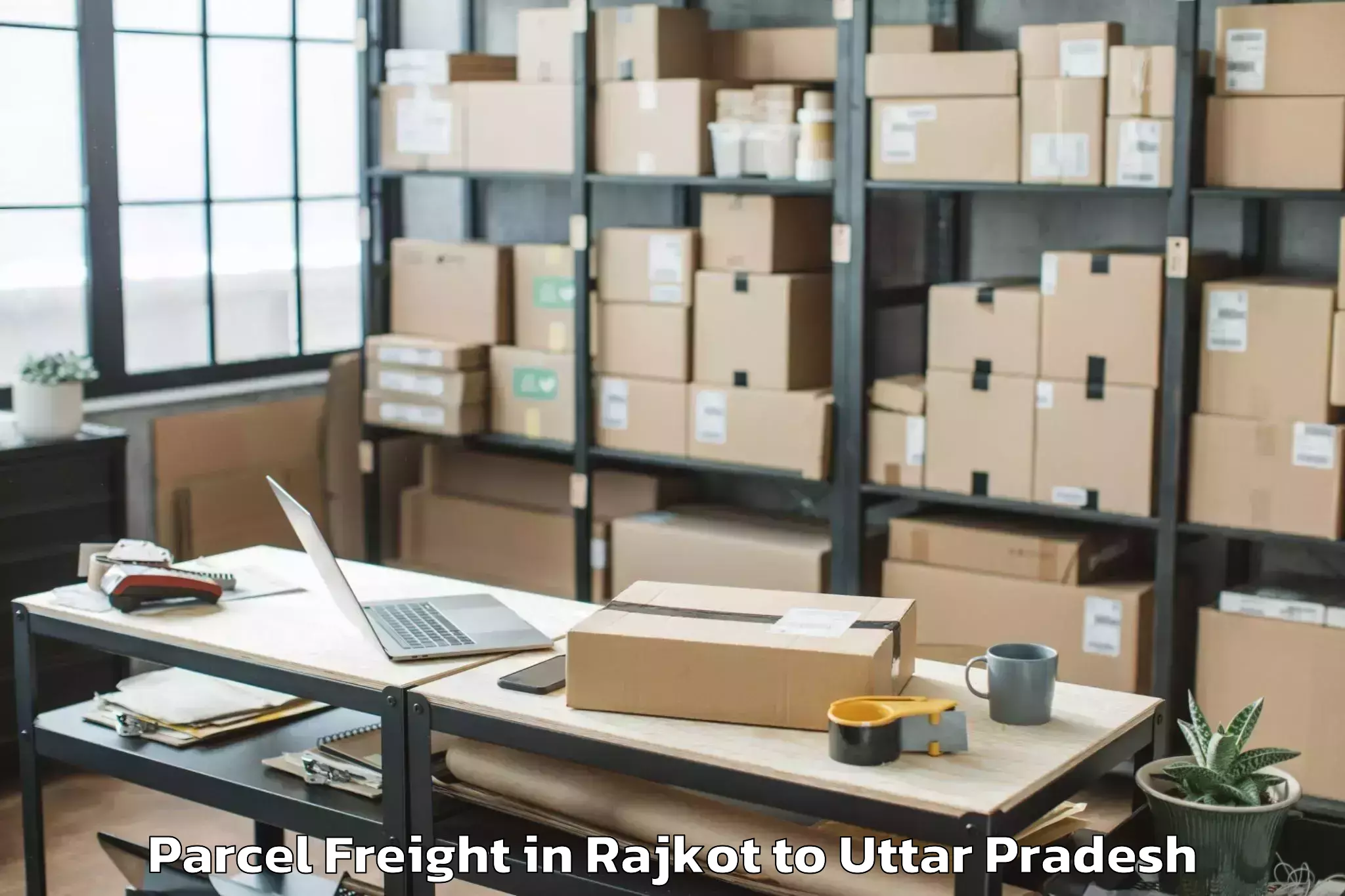 Book Rajkot to Sharda University Greater Noid Parcel Freight Online